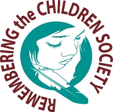 A drawing of a child looking down, with an eagle feather in their hair. Remembering the Children Society is wrapped around the child in a circle.